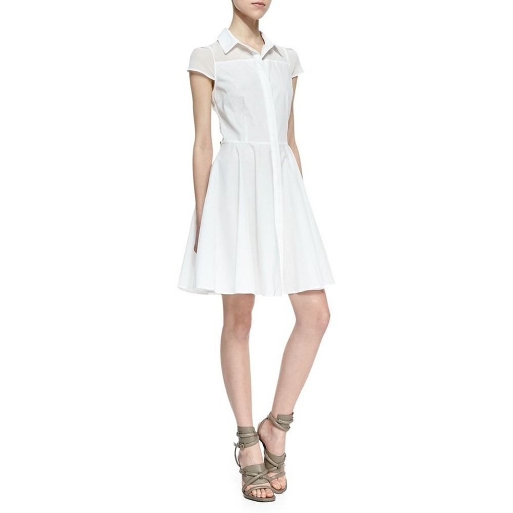 Amanda Uprichard White Collared Button Up Shirt Dress Size L